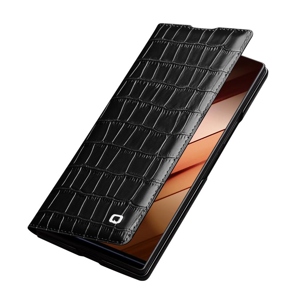 QIALINO For Samsung Galaxy Z Fold7 5G Case Crocodile Texture Genuine Cow Leather Flip Phone Cover