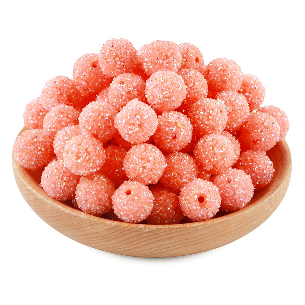 15Pcs 16MM Resin  Round Acrylic Beads Sugar Sand Pasting Process Fashion For Jewelry Making DIY Handmade Bracelets Accessories