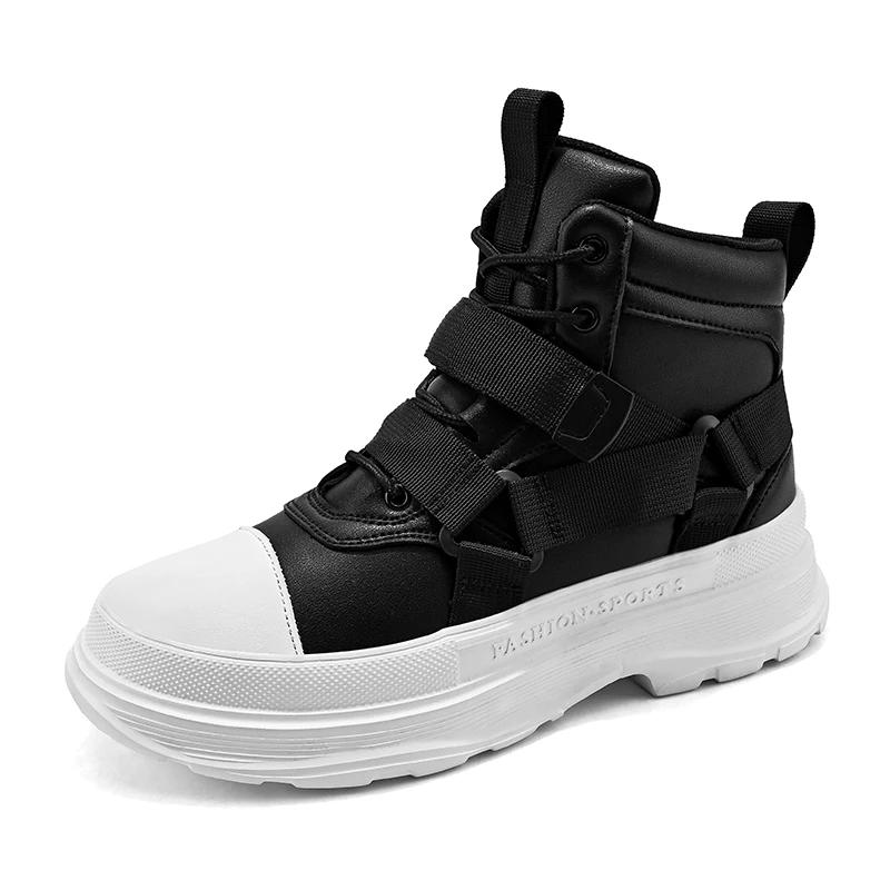 Fashion Black High Top Chunky Sneakers Men Streetwear Platform Lightweight Mens Trainers Casual Designer Shoes Male Sneakers
