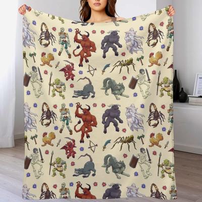 Old School Runescape Monsters Throw Blanket Bed Plaid Soft Soft Plaid Bed Covers Blankets