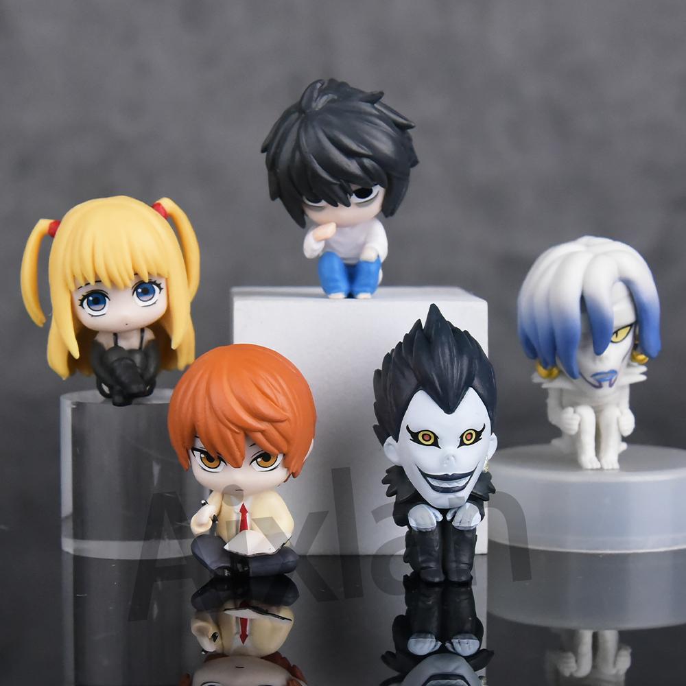 Aixlan 5er Set DEATH NOTE Figur Niedliche Edition Yagami Light 4cm Ryuk/L·Lawliet PVC Actionfigur Anime Sammlerfigur