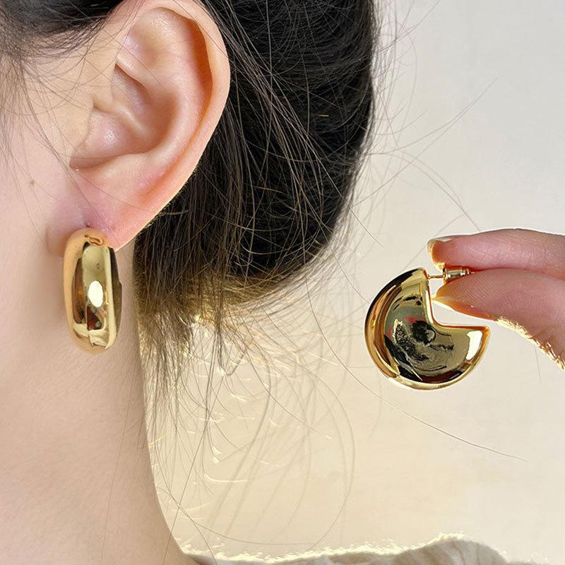

L Shape Hiphop Style Women s Dangle Earrings Half Round Personality Gold Color Metal Drop Earrings 2026 new in Fashion Zircon