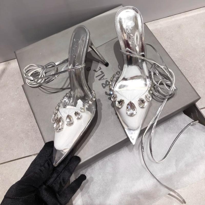 

Women s Pointy Sequin Lacing Anti-slip and Wear-resistant High Heels with New Spring Bao Toe Stiletto Sandals 35