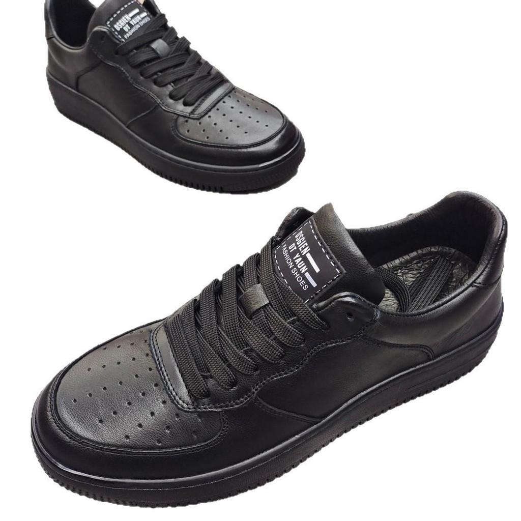 Men's Soft Leather Skate Shoes - Versatile Casual White Fashion Trend