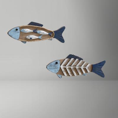 Mediterrane Dekoration Holzfisch Anhänger Meeresfisch Hängendes Ornament Heimdekoration Wandkunst Skulpturen Holzschnitzerei