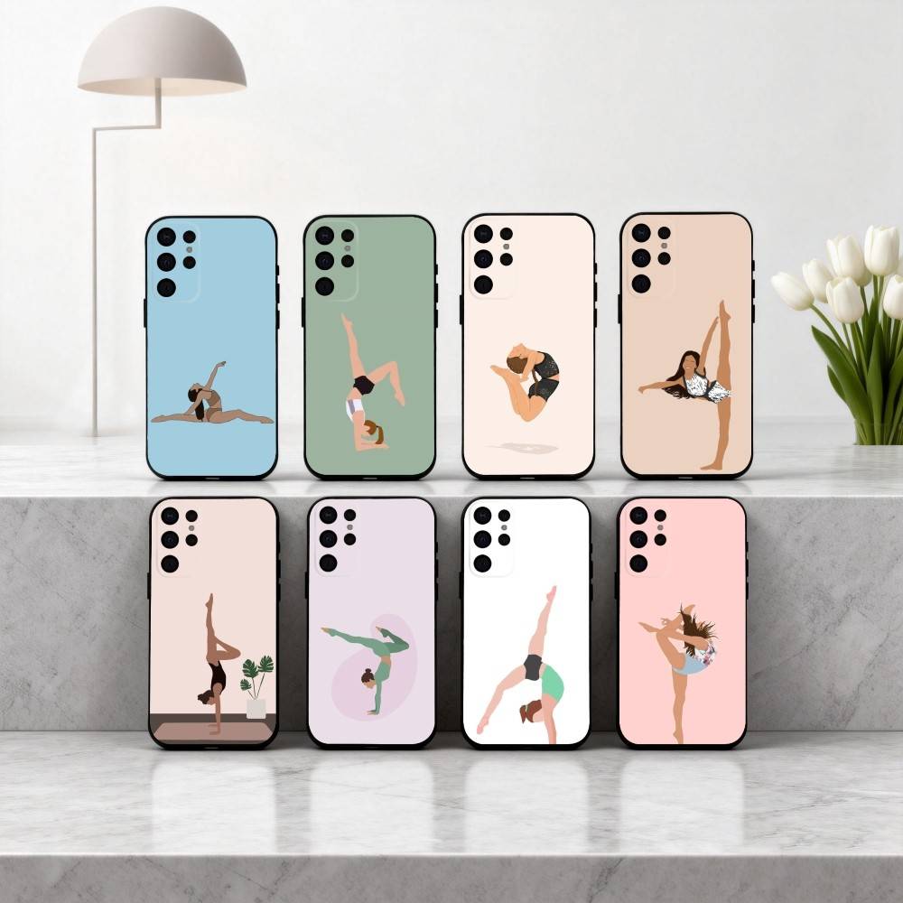 GYM Girl G-Gymnastik Kunst Handyhülle Für Samsung S25,24,23,22,30,21,10,9,Ultra,Plus,Lite,FE,4,5 G Weiche Schwarze Hülle