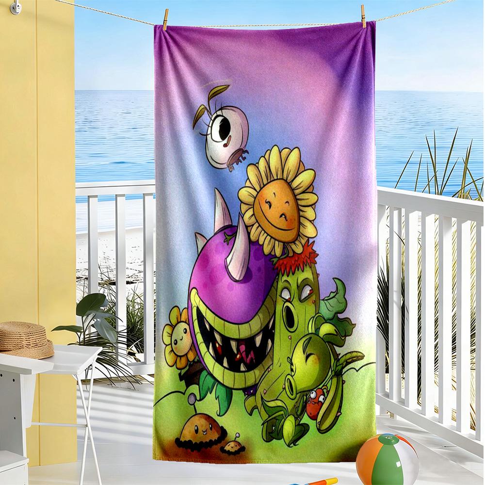 Plants Vs. Zombies Beach Towel Quick-Dry Soft Microfiber Comfortable Lightweight Suitable for Swimming, Gym, Camping, Yoga Vacation