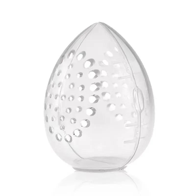 Empty Makeup Sponge Storage Box Plastic Egg Shaped Cosmetic Puff Organizer Rack Portable Makeup Blender Holder Stand Drying Box