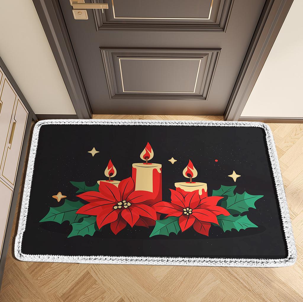 Christmas Welcome Doormat Entrance Door Mat Outdoor Front Room Rugs Hallway Carpet Floor Foot Bath Mat Washable