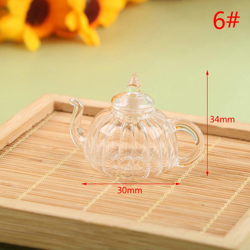 1:12 кукольных мини-стеклянных чашек с плоским дном/чайник на высоких ножках — фото 8