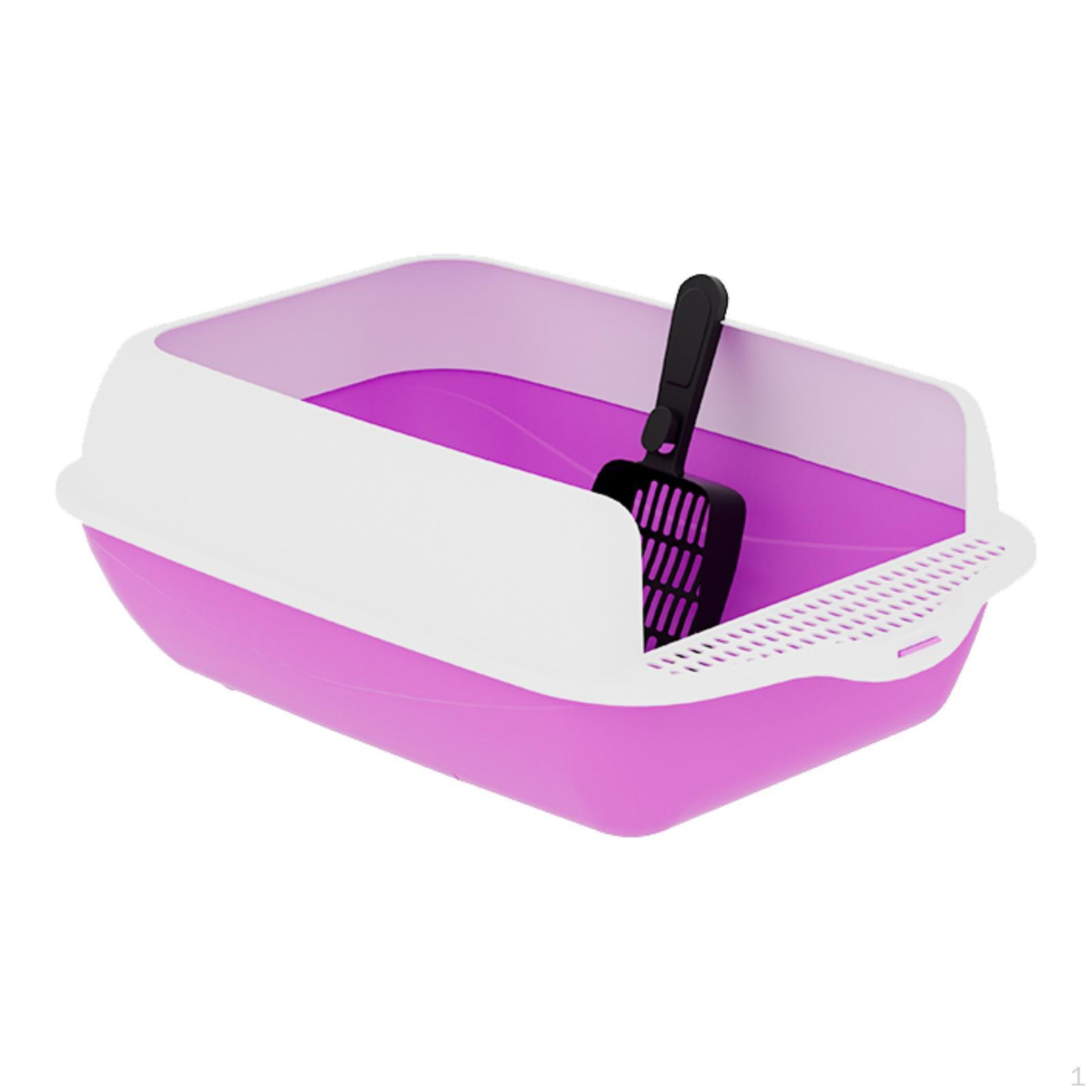 

Котопорода Лоток Планшет Високий борт Зоотовари Відро для сміття Напівзакритий Кошенята Відкритий Туалет для The Фіолетовий