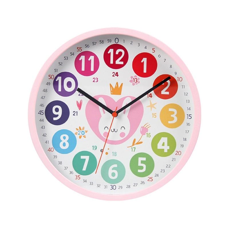 Early Learning Education Clock Telling Time Teaching Clock for Kids Wall Clock Colorful Children Clock, Easy to Read
