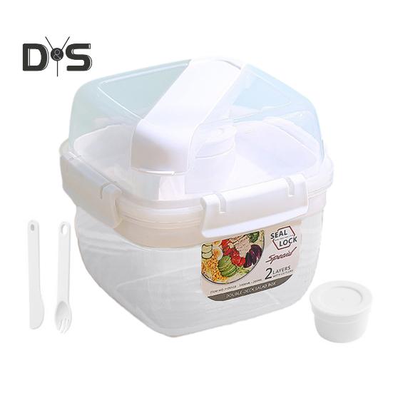 

Легкий пищевой контейнер с хорошим уплотнением, практичный двухслойный контейнер для обеда L белый
