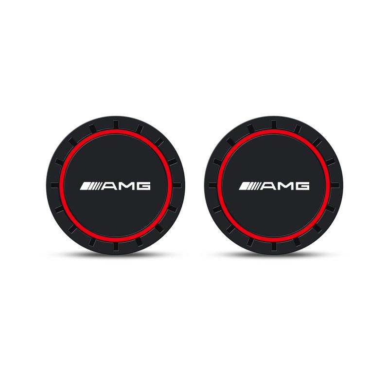 GZB4 2Pcs Silicone Car Water Cup Coaster Pad Anti-slip Cup Mat For Mercedes Benz AMG W203 W205 W206 W211 W212 W220 W201 W210 Sticker