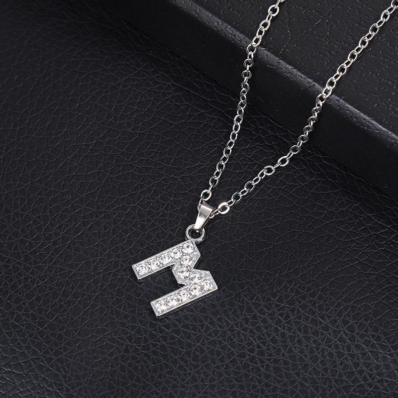 European & American Inlaid Rhinestone English Letter Choker Necklace for Women - Stainless Steel Pendant Jewelry Accessory
