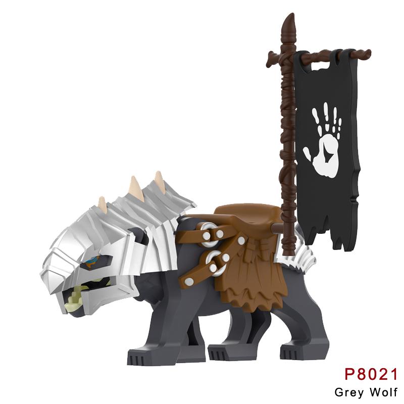 Medieval Castle Green Dragon Knight Building Blocks Figure Accessory Shield Vest Warhorse Cape Orc Flag Mount Wolf Toy Gift D123