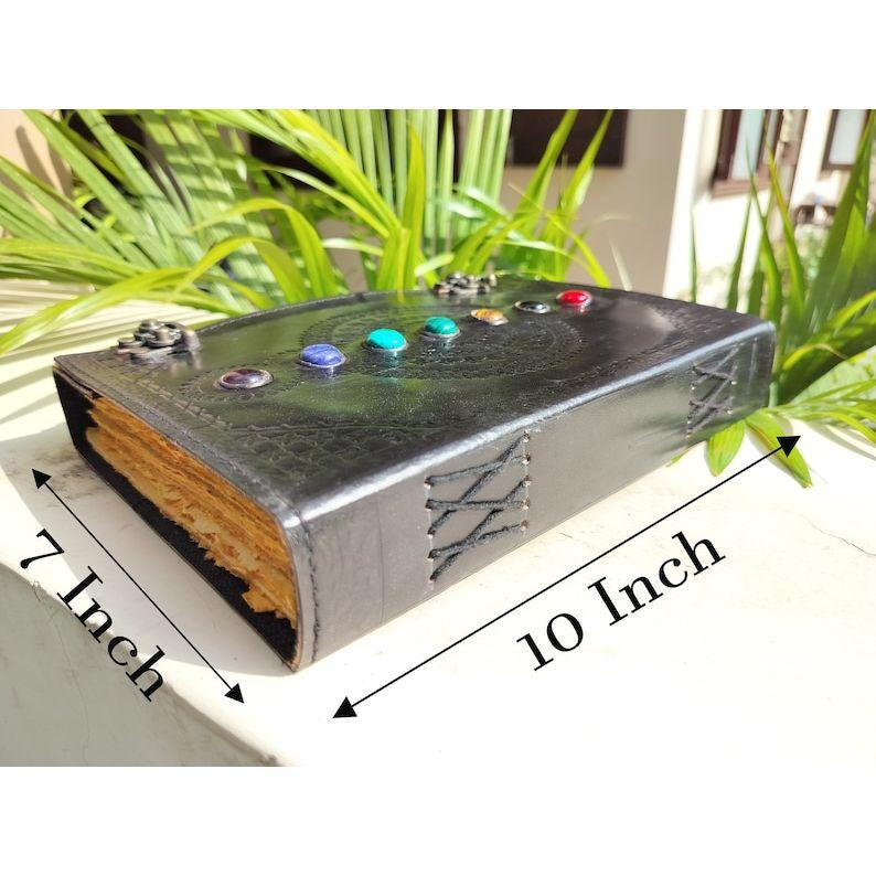 Handcrafted Seven Stone Chakra Leather Journal: Perfect for Anniversaries, Christmas, and Self-Reflection. Unique Gift for Loved Ones. (pack of 2)