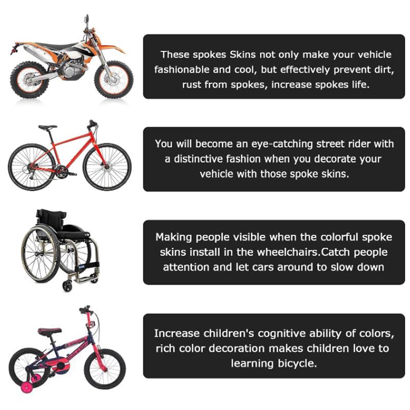 Hot 72Pcs Motorcycle Wheel Spoked Protector Wraps Rims Skin Trim Covers Pipe For Motocross Bicycle Bike Cool Accessories 17/24cm
