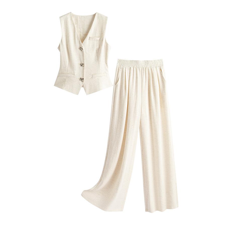 Summer New Sleeveless Vest Top Wide-leg Trousers Two-piece Set Women's Summer Thin Fashion Casual Foreign Style Women's Suit