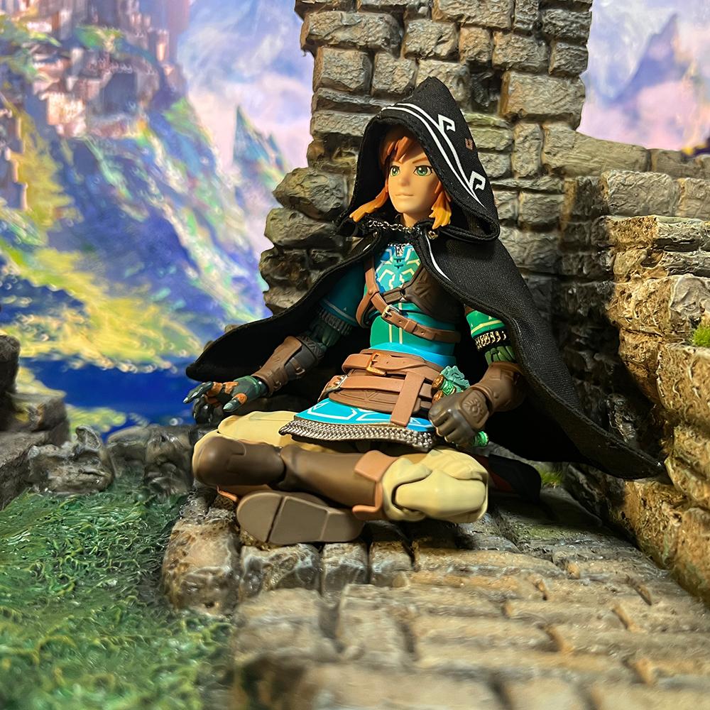 The Legend of Zelda figma Anime Handmade Link Tailored Tears of the Kingdom Cloak Built In Iron Wire Is Suitable for 1/12 Toys