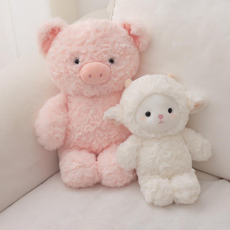 Kawaii White Sheep Pink Pig Panda Elephant Plush Doll Soft Stuffed Lamb Plushie Toy Cute Gift For Kid Birthday