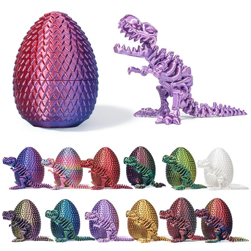 3D Printed Silk Gradient T-Rex Skull Egg Toy for Kids Home Decor