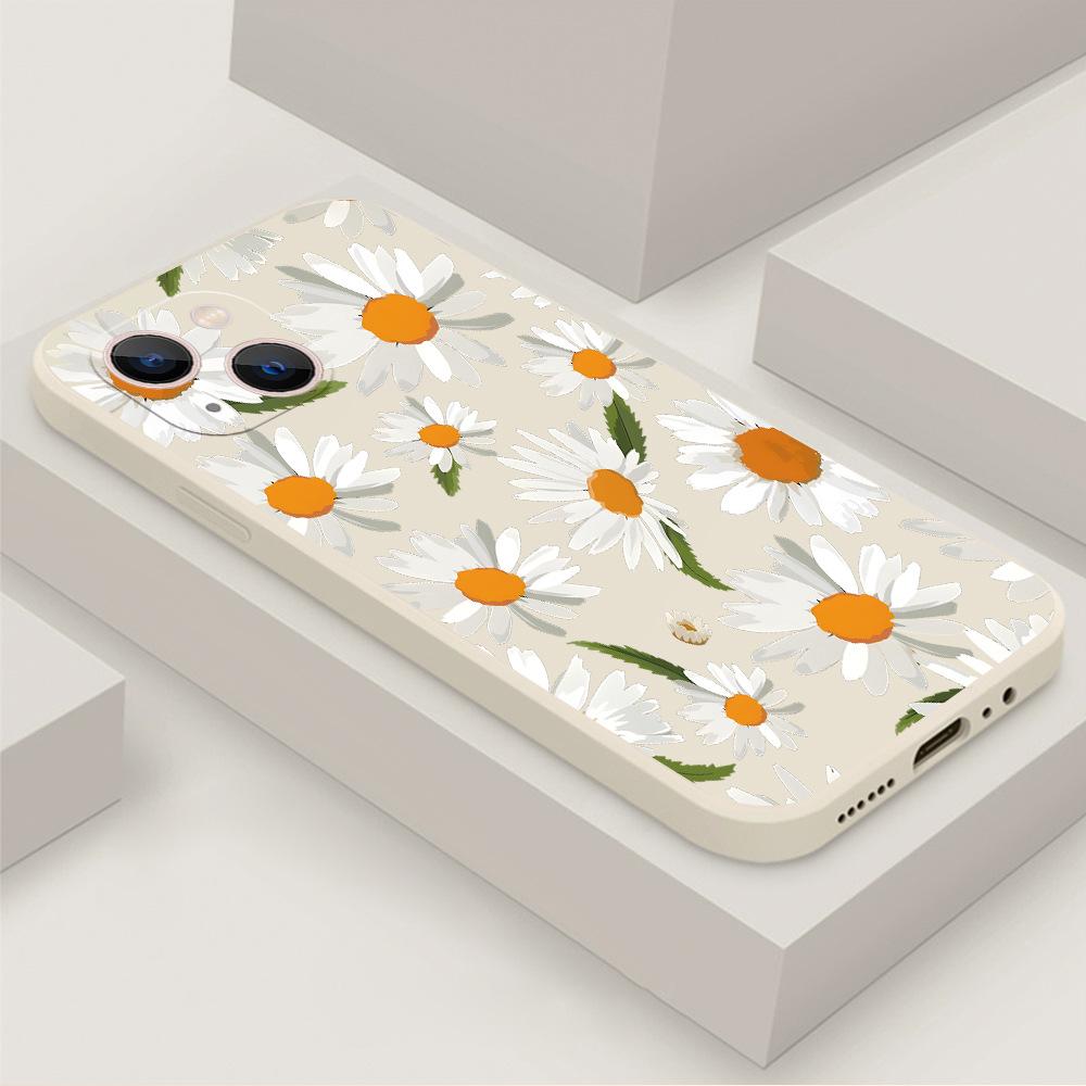 Oil Painting Wind Small Daisy Suitable for Apple 16promax Anti-drop Mobile Phone Case iPhone17 Silicone Soft Case Protective Case