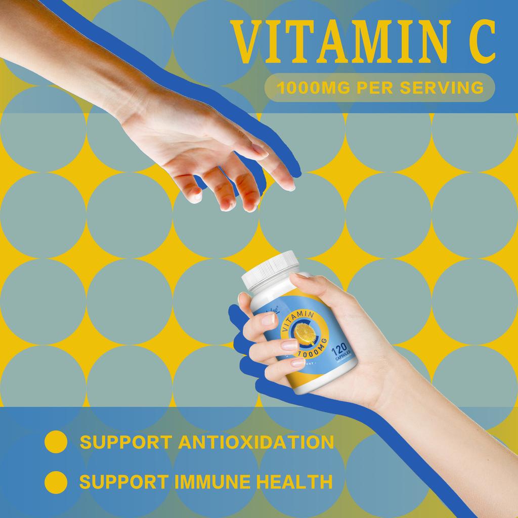 Vitamin C Kapseln 1000mg 120 Stück — Immununterstützung, Antioxidative Unterstützung, Tägliches Wohlbefinden