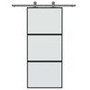 Schiebetür Schwarz 90 x 205 cm Sicherheitsglas und Aluminium