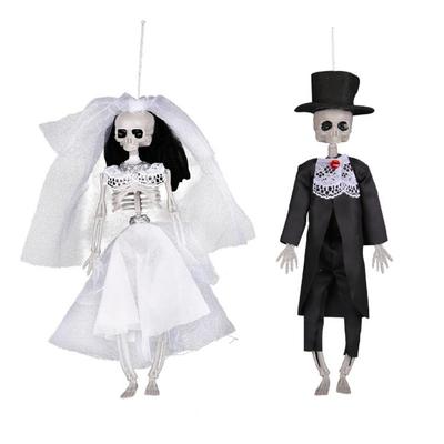 Halloween Hanging Decors Poseable Bride Groom Skeleton Scary Room Props Scary Skull Seasonal Festival House Decors
