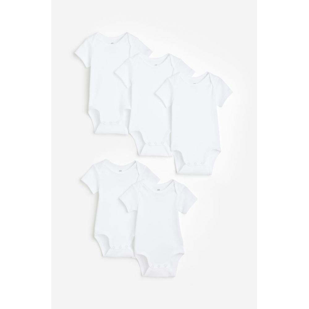 

H M sHort Sleeve Bodysuit 5 Piece Set wHite