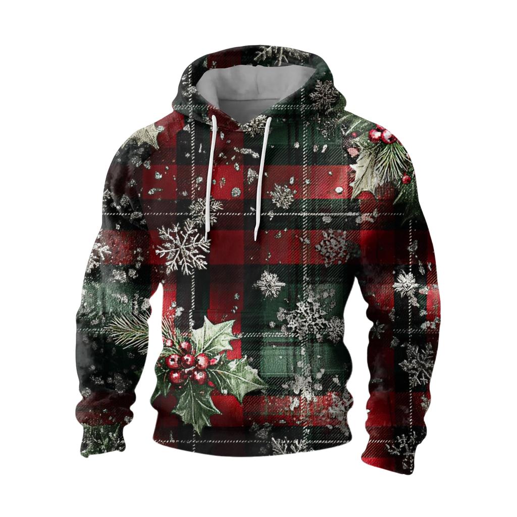 Men's Long-Sleeve Casual Flannel Hooded Sweatshirt