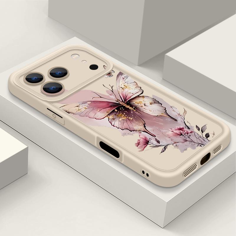 Pink Butterfly Watercolor Pattern Case For iPhone 17 Pro Max Funda Shockproof Bumper Cover For iPhone 16 Pro Max 15 14 13 12 11 Air 16E
