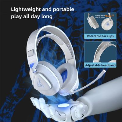 Wired Gaming Headset Adjustable Headband 2.4G Wireless Gaming Headset Comfortable USB and Type C Receiver 4 Modes for Computer