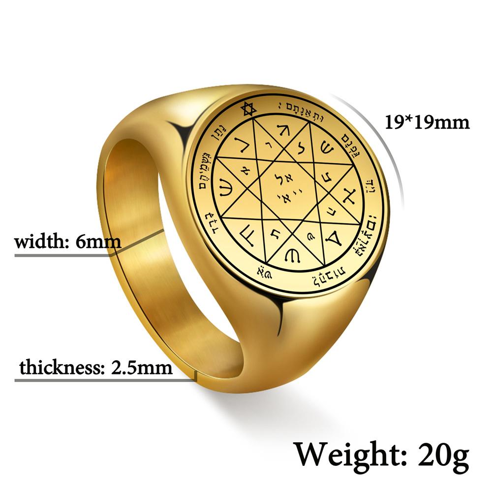 Vintage Tetragrammaton Rings Magical Wahyeh Blessed Pentagram of Solomon Finger Rings for Men Stainless Steel Jewelry