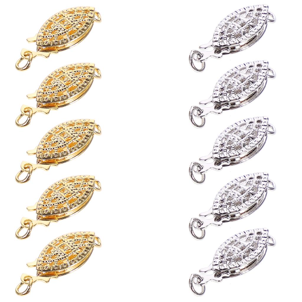 10pcs Necklace Clasp Hook Creative Alloy Oval Fish Slide Clasps