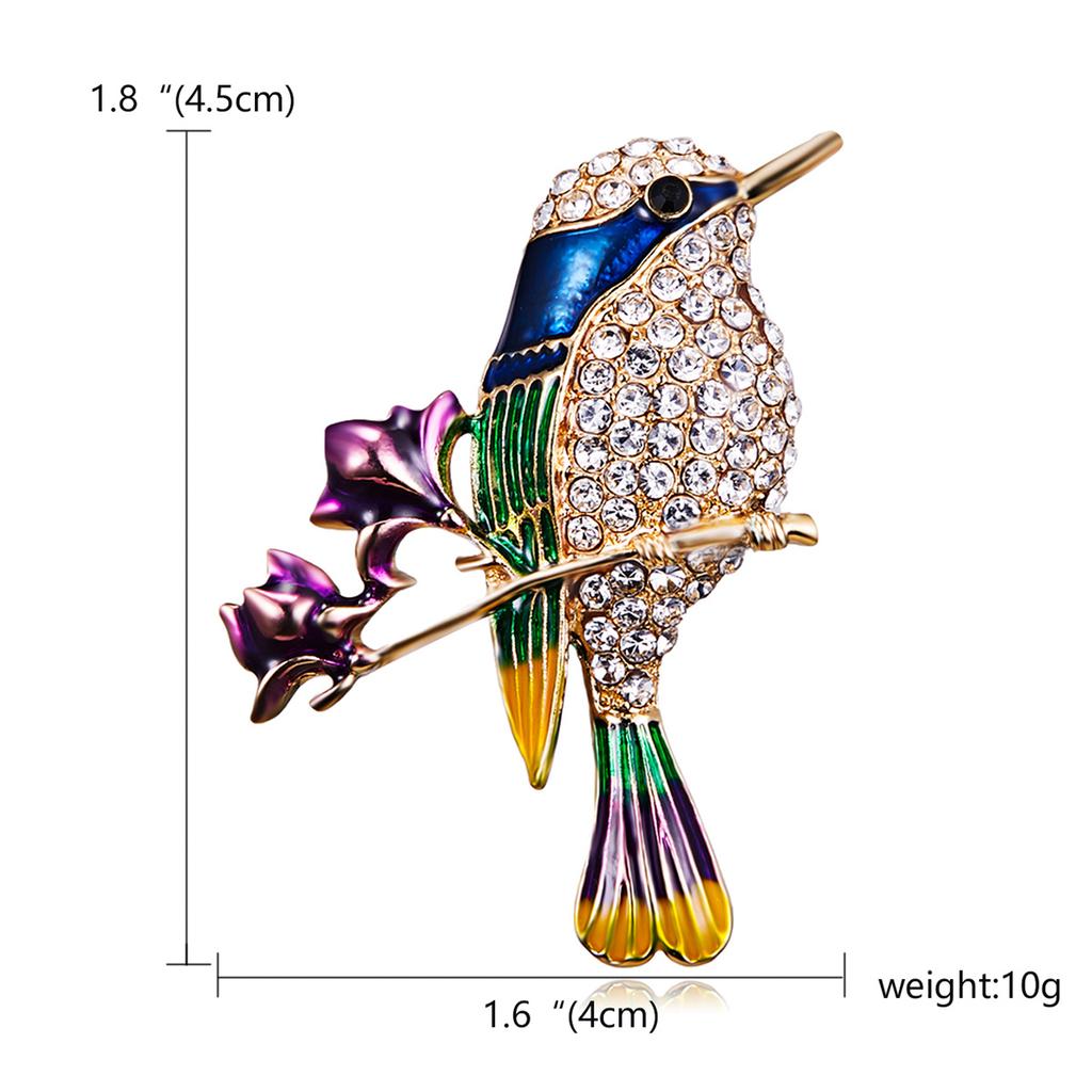 Delicate Rhinestone Birds Sitting On Branches Brooches For Women Enamel Crystal Flying Bird Parrot Clothes Lapel Pins Jewelry
