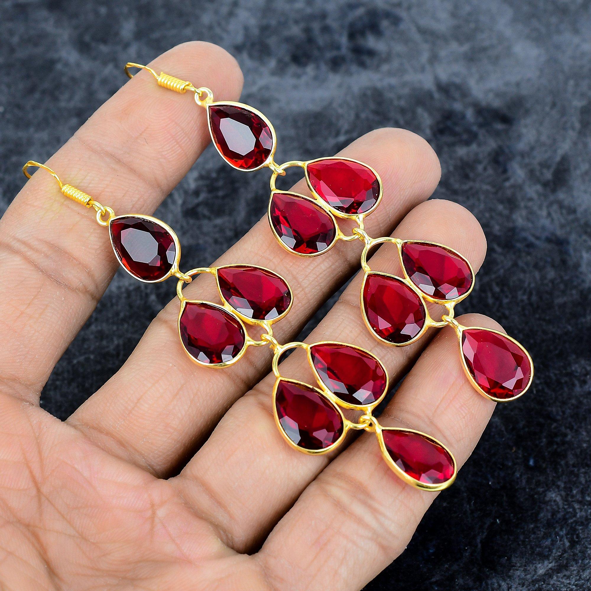 

Мозамбікський гранат дорогоцінний камінь 925 стерлінгове срібло ювелірна сережка 3.82 M-2983