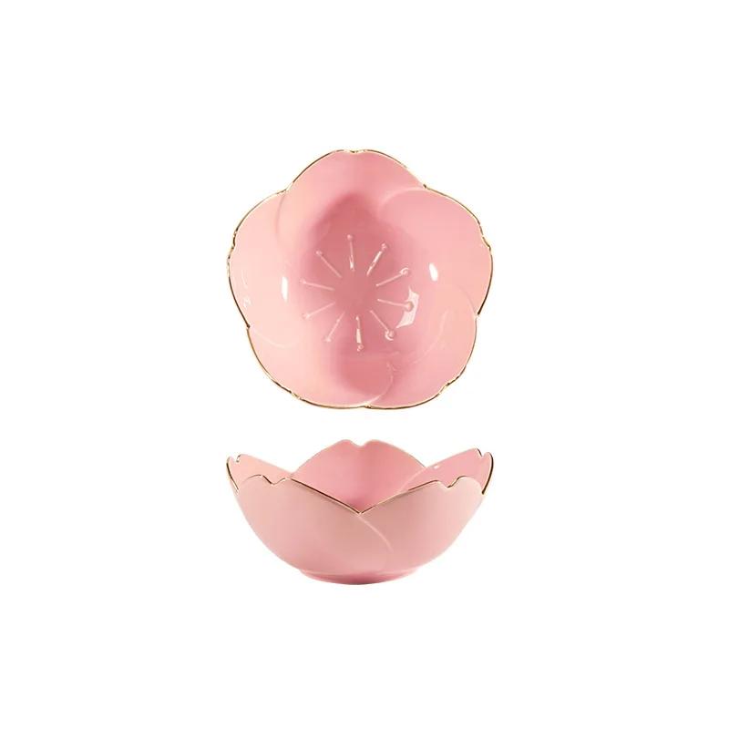 Sakura Ceramics Dish Nordic Style Small Dish Gold Border Seasoning Plate for Sauce Ice Cream Fruit Sala Snacks Kitchen Supplies