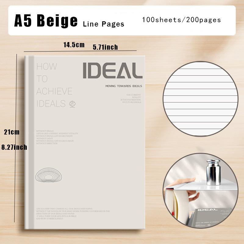 

Твердый блокнот формата А5 - Минималистичный квадратный дизайн с плотной бумагой для защиты глаз, Премиальный блокнот для письма в офисе и школе 14.5x21cm бежевый