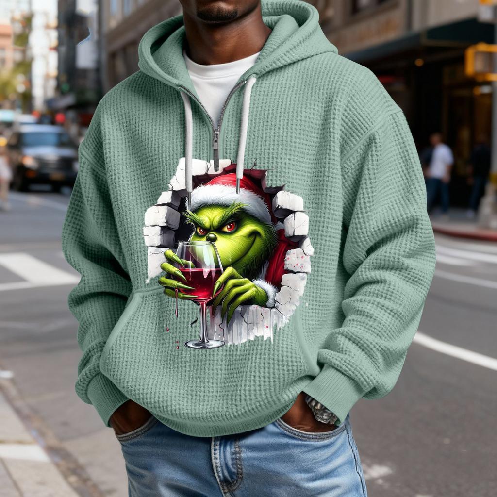 Mokaloha Men's Casual Solid Color  Zipper Long Sleeve Hooded Sweatshirt, Everyday Zipper Casual Long Sleeve T-Shirt