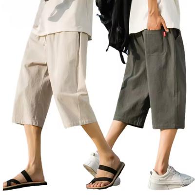 Linen Pants Summer Men's Shorts Cotton and Linen Casual Pants Chinese Style Cropped Pants