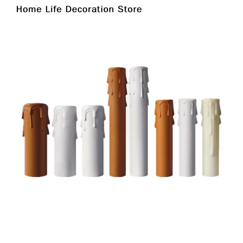 10pcs Candle Light Socket Covers E14 Candle Covers Sleeves Flame Retardant Vintage Style For Hotel Wedding Dining Room Table