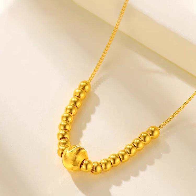 Vietnamesische Sandgold Katzenaugen Perlenkette mit Disco Anhänger - Perfektes Qixi Festival oder Geburtstagsgeschenk für Freundin