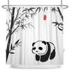 Niedliche Panda Duschvorhänge Grüner Bambus Kinder Badezimmerdeko Heim Badvorhänge Wasserdichtes Polyestermaterial Mit 12 Haken
