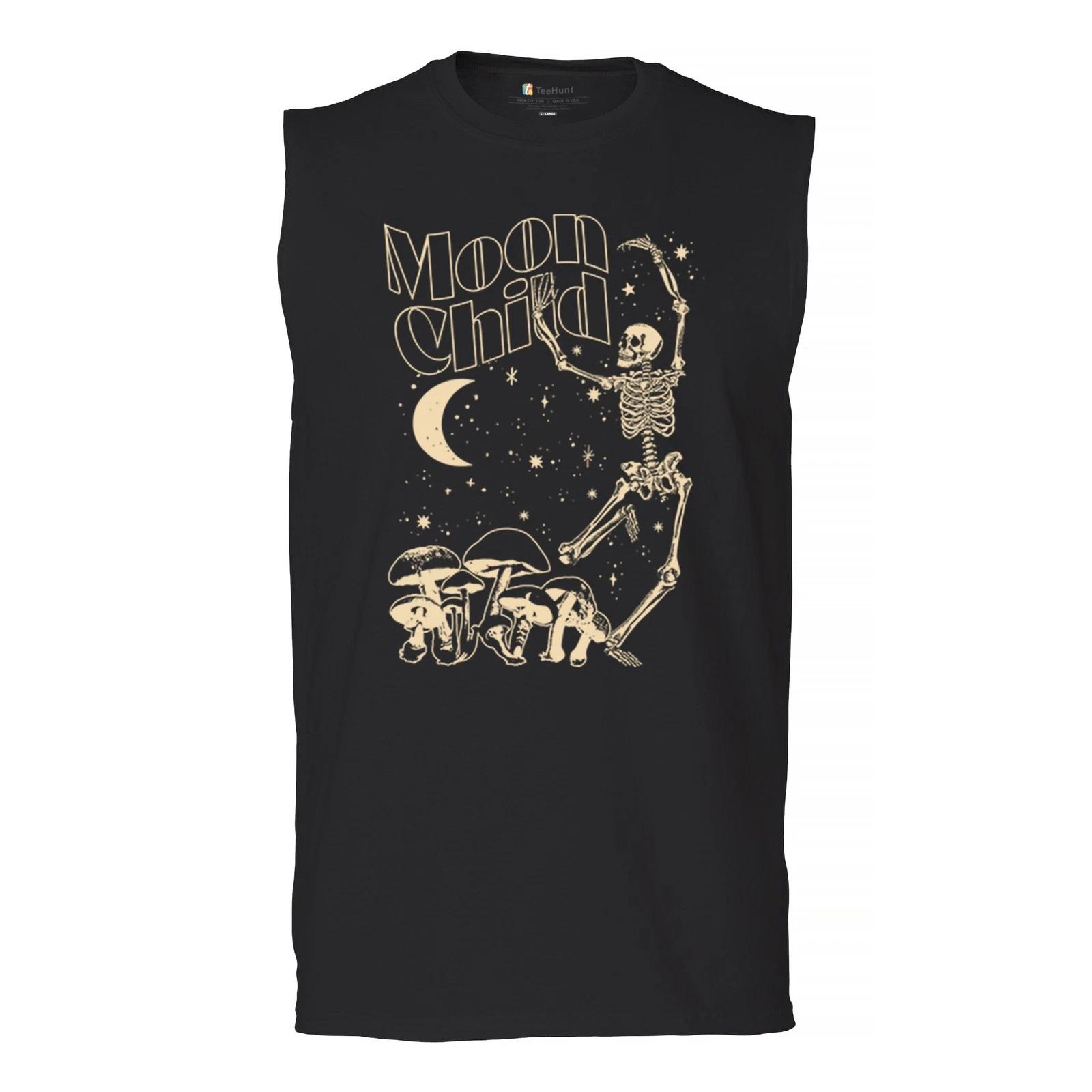 Moon Child Skeleton Muscle Shirt Mystic Mushroom Lunar Spirit Halloween 110