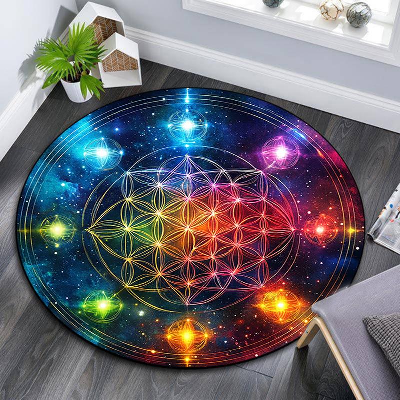 Chakra Round Area Rug,Carpet Rug for Living Room Bedroom Sofa Playroom Decor,Non-slip Floor Mat