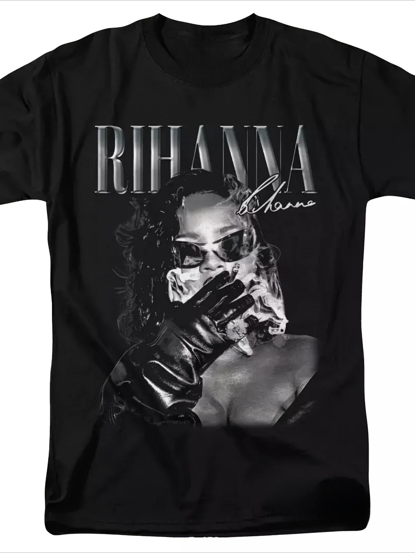 

Rihanna Retro Tour Pattern Tshirt Loose Mens Concert Soft Breathable Fabric Suitable for Daily and Event Wear 2026 Hot Sale S