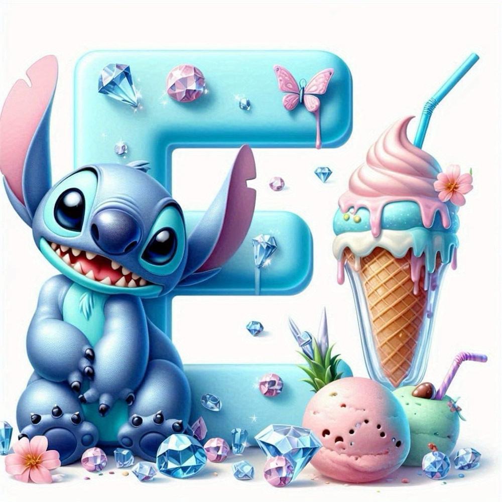 Disney Bordado de Diamantes Punto Mosaico de Dibujos Animados Novedad 26 Letras Pintura Imagen de Pedrería Helado Decoración Habitación Infantil