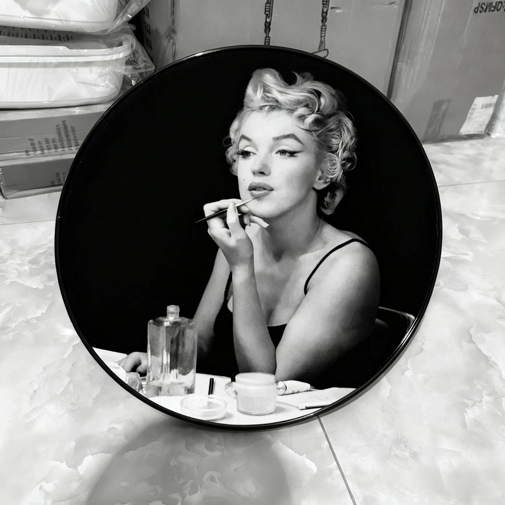 Black & White Classic Round Frame Photo - Quality Printed Portrait a Nice Home Decor Ideal for Bedroom Beauty Room & Home Use
